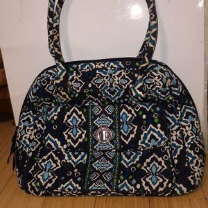 VERA BRADLEY Turnlock Satchel in Ink Blue Retired Fall 2014